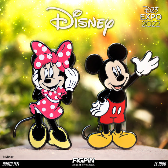 Mickey & Minnie Mouse Red Glitter D23 Disney store Classic Figpin LE 1000 2019