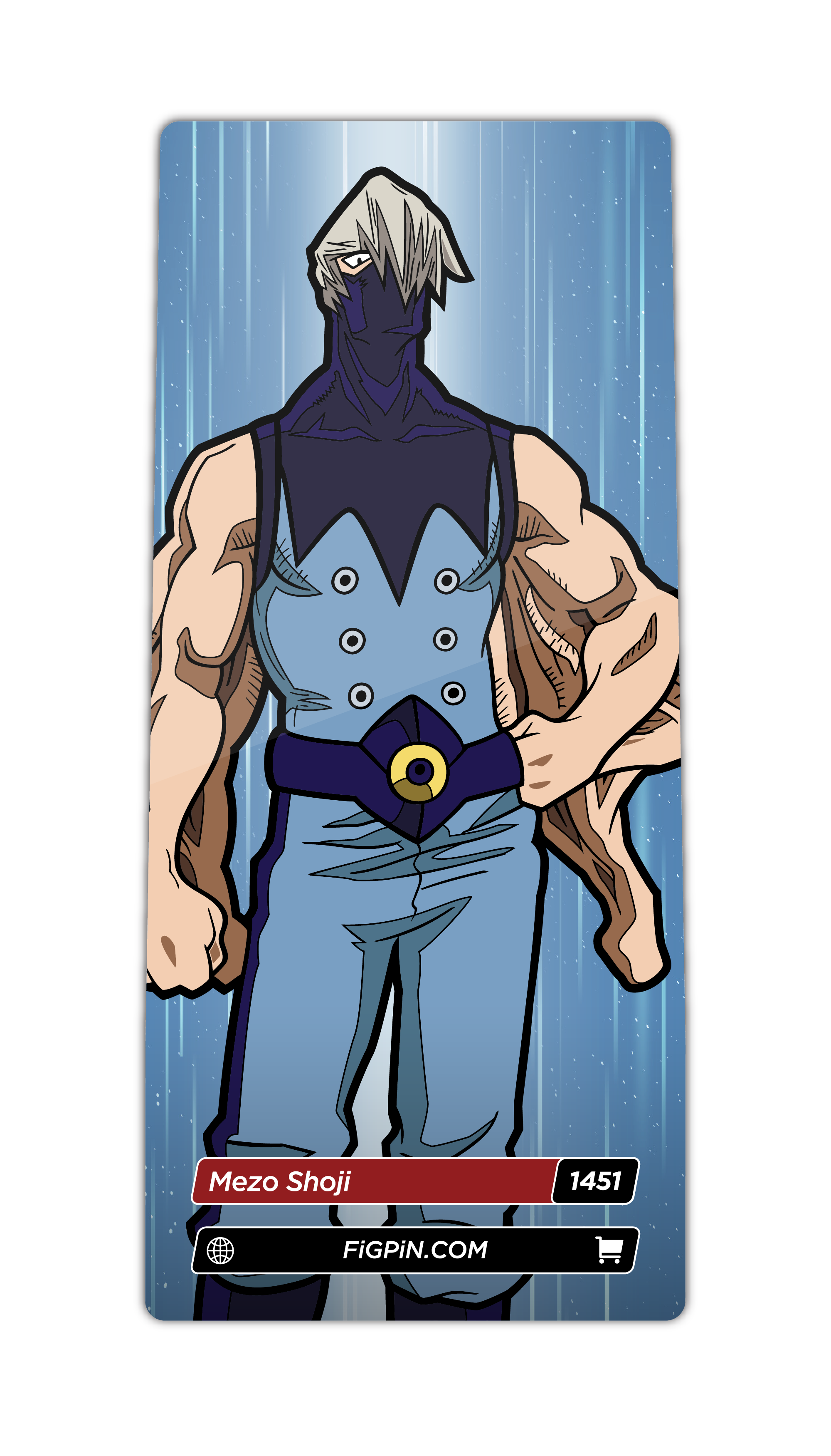 Character card of My Hero Academia's Mezo Shoji with text “Mezo Shoji (1451)” and link to FiGPiN’s website