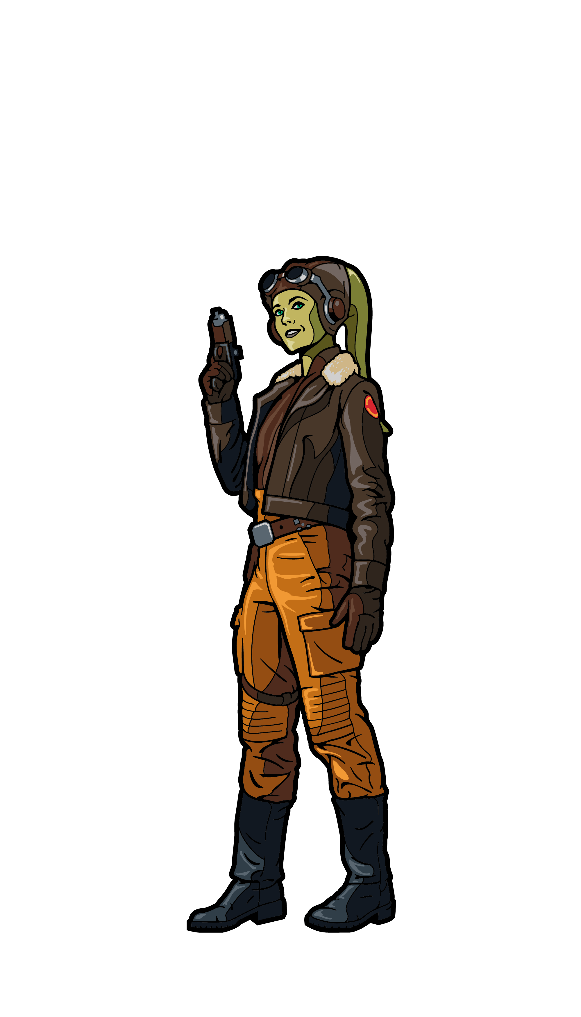 Art Render of STAR WARS AHSOKA's Hera Syndulla enamel pin.