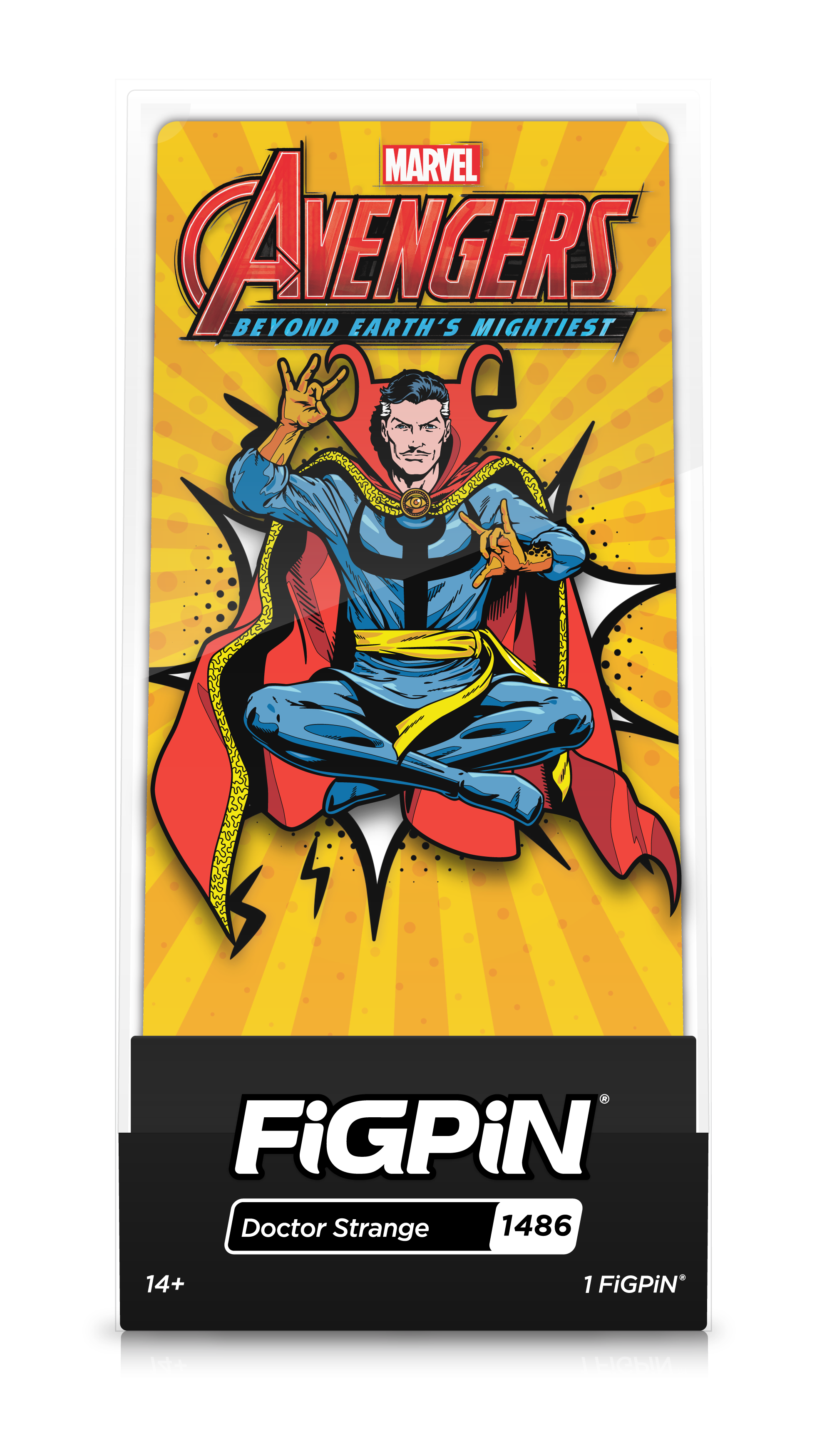 Front view of Marvel's Doctor Strange enamel pin inside FiGPiN Display case reading “FiGPiN - Doctor Strange (1486)”