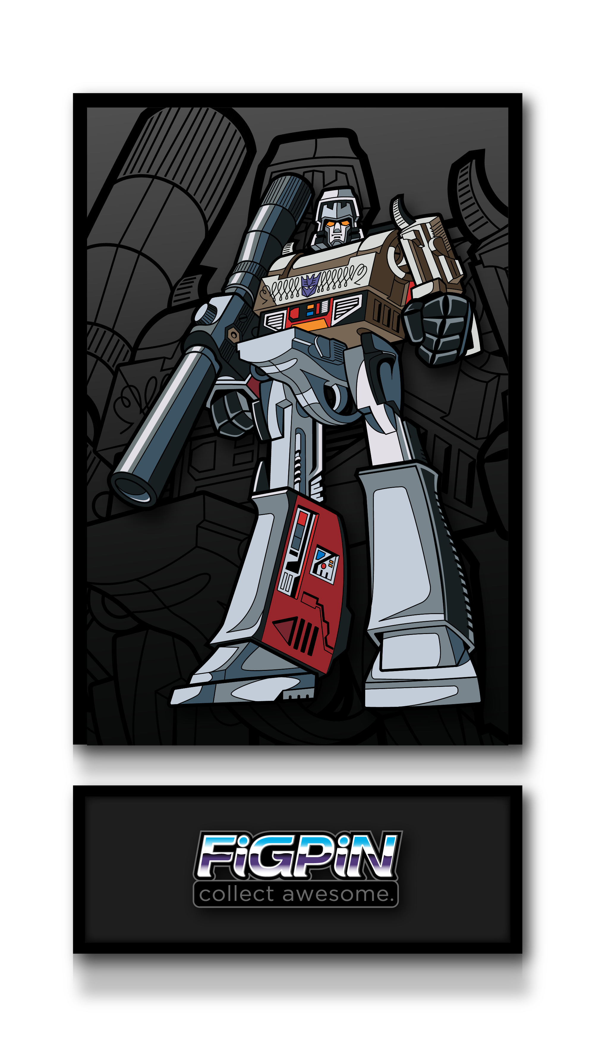 Display of Transformers Megatron FiGPiN XL, Packaging, FiGPiN XL Logo enamel pin