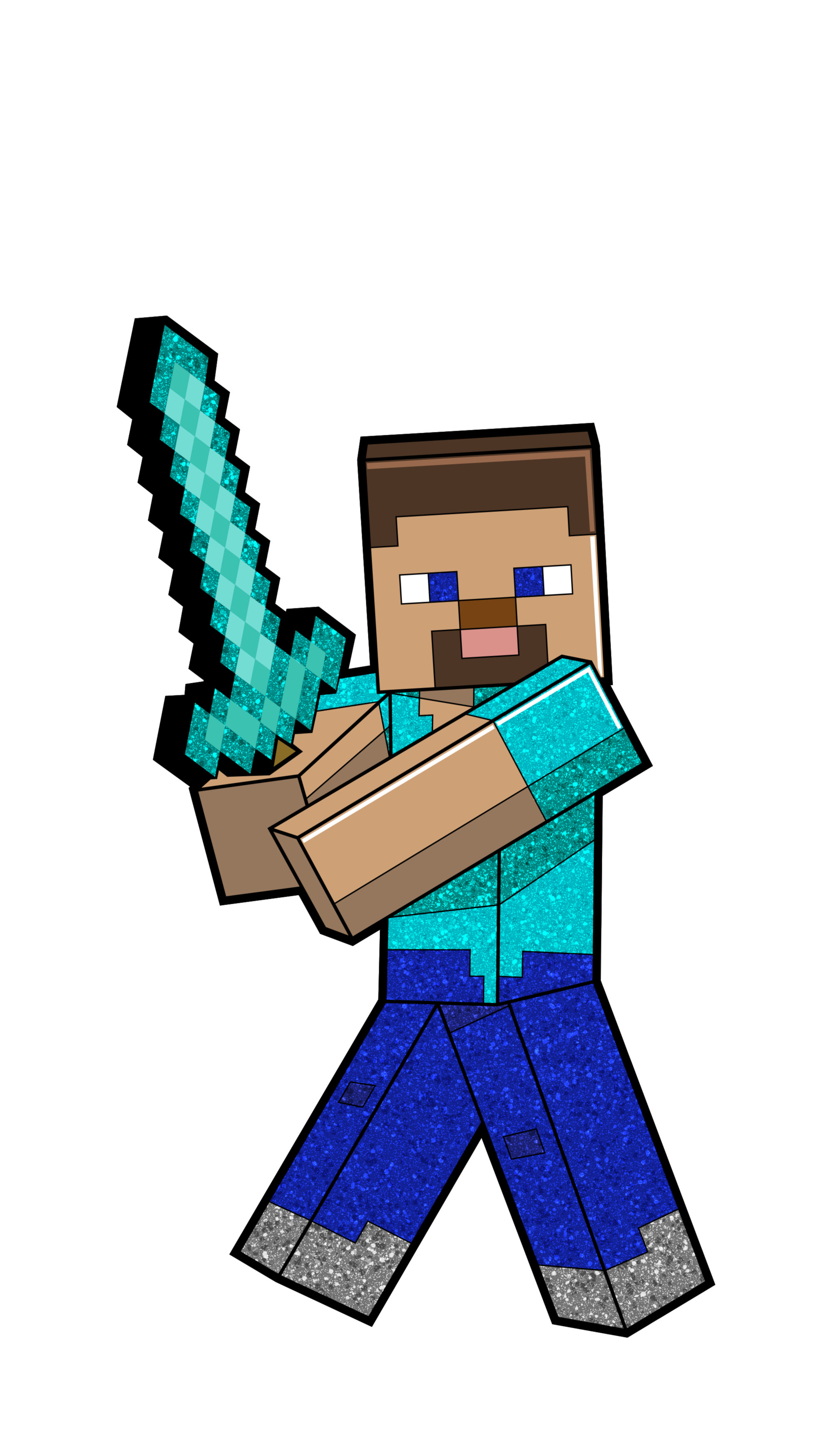 Minecraft Steve Holding Diamond Sword