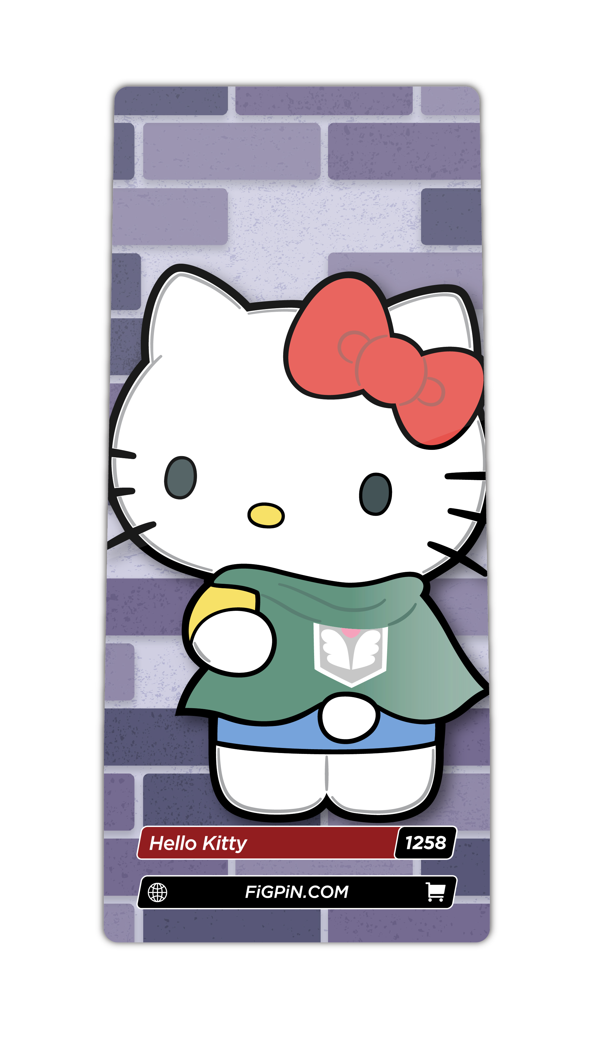 Character card of Sanrio's Hello Kitty with text “Hello Kitty (1258)” and link to FiGPiN’s website