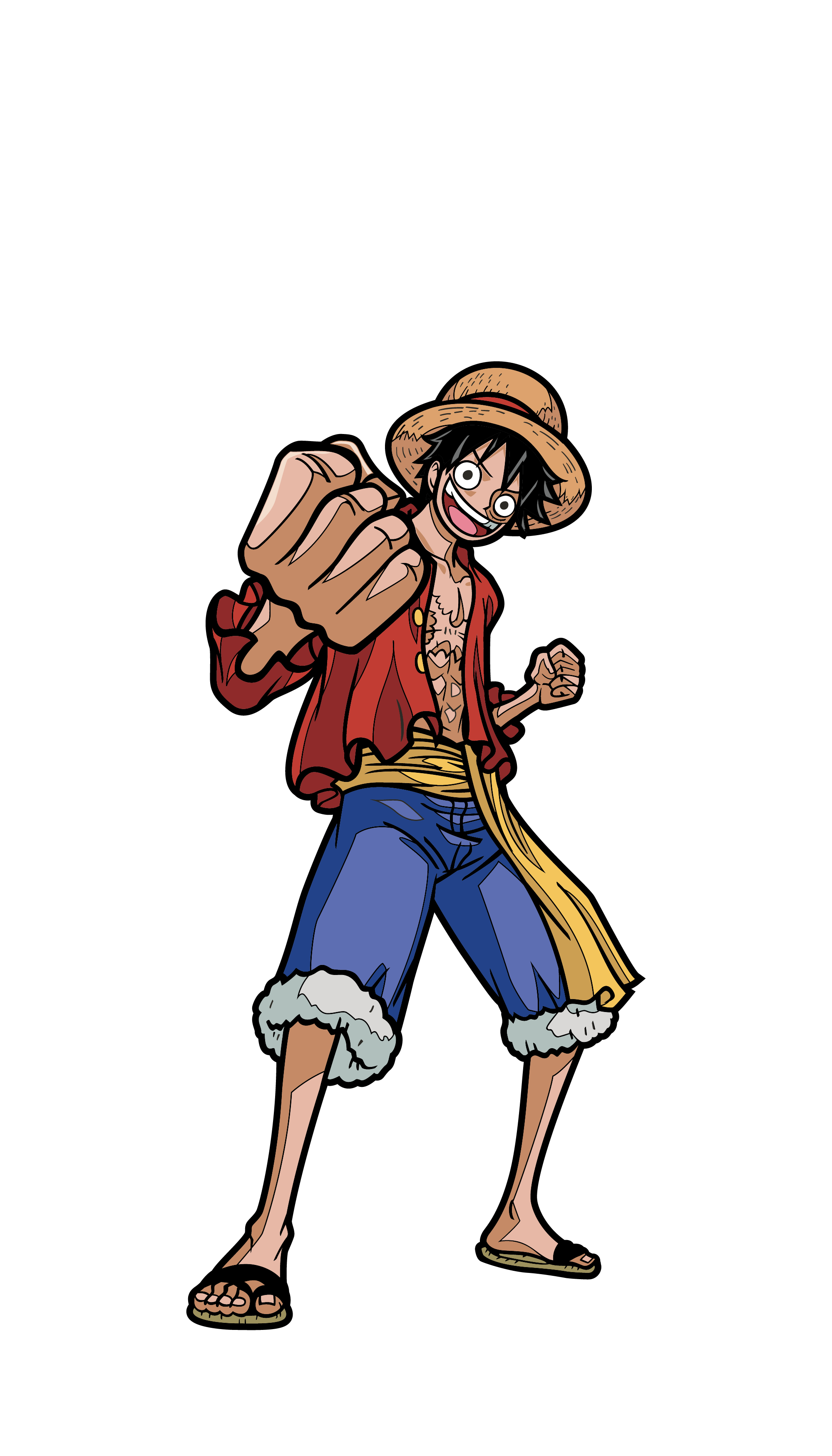 Art Render of One Piece's Monkey D. Luffy enamel pin.