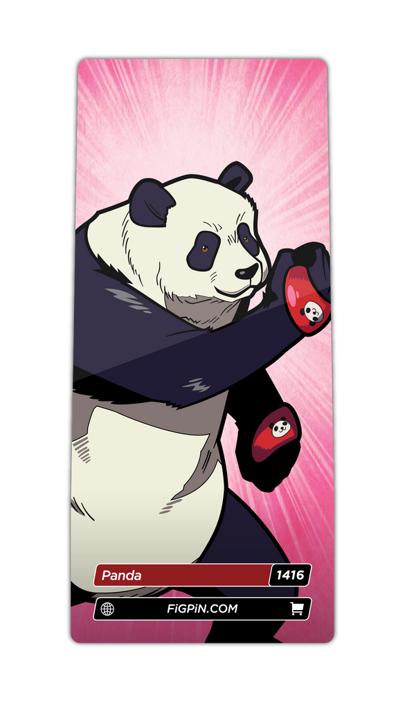 Character card of Jujutsu Kaisen's Panda with text “Panda (1416)” and link to FiGPiN’s website