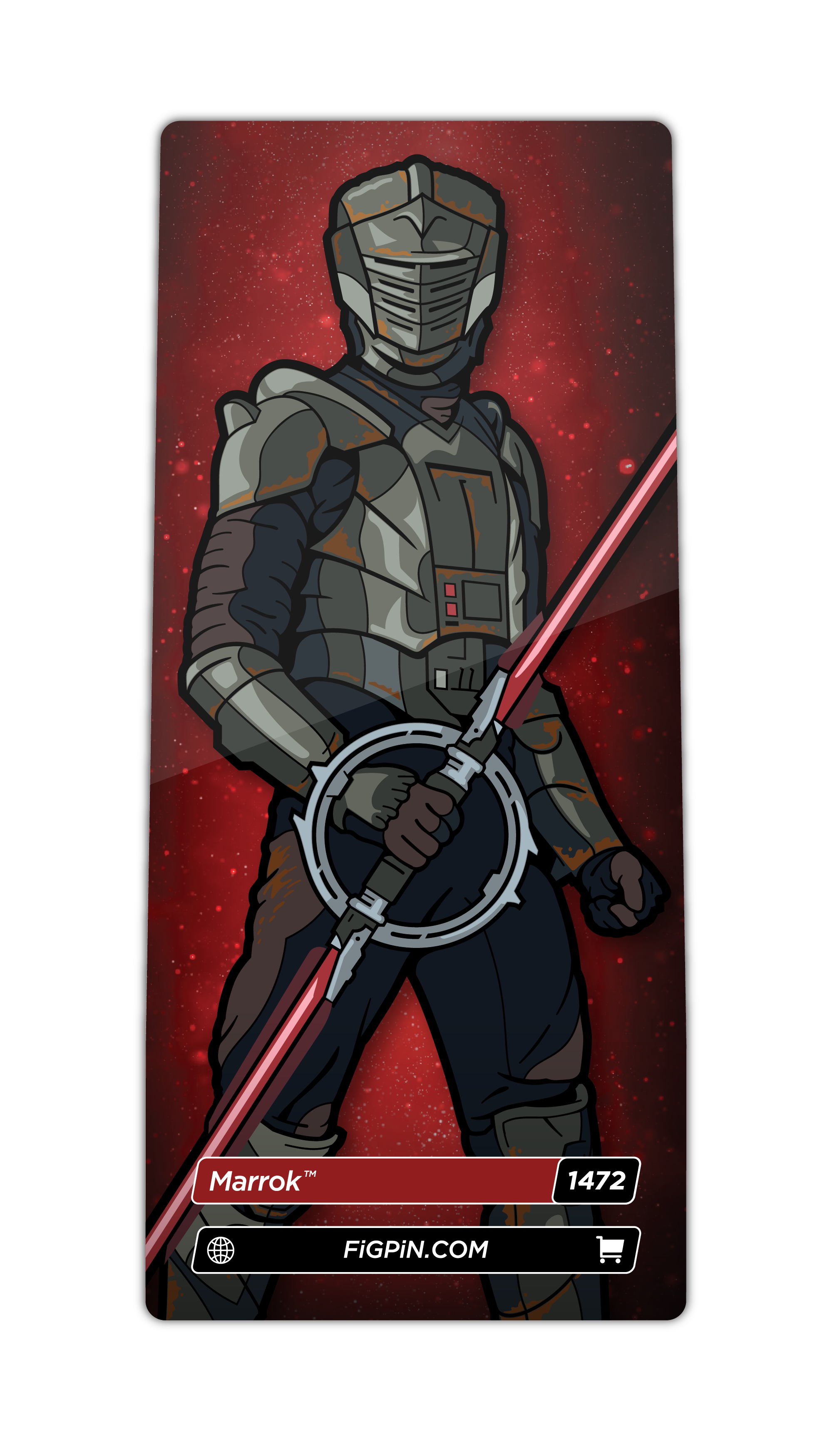 Character card of STAR WARS AHSOKA's Marrok with text “Marrok (1472)” and link to FiGPiN’s website