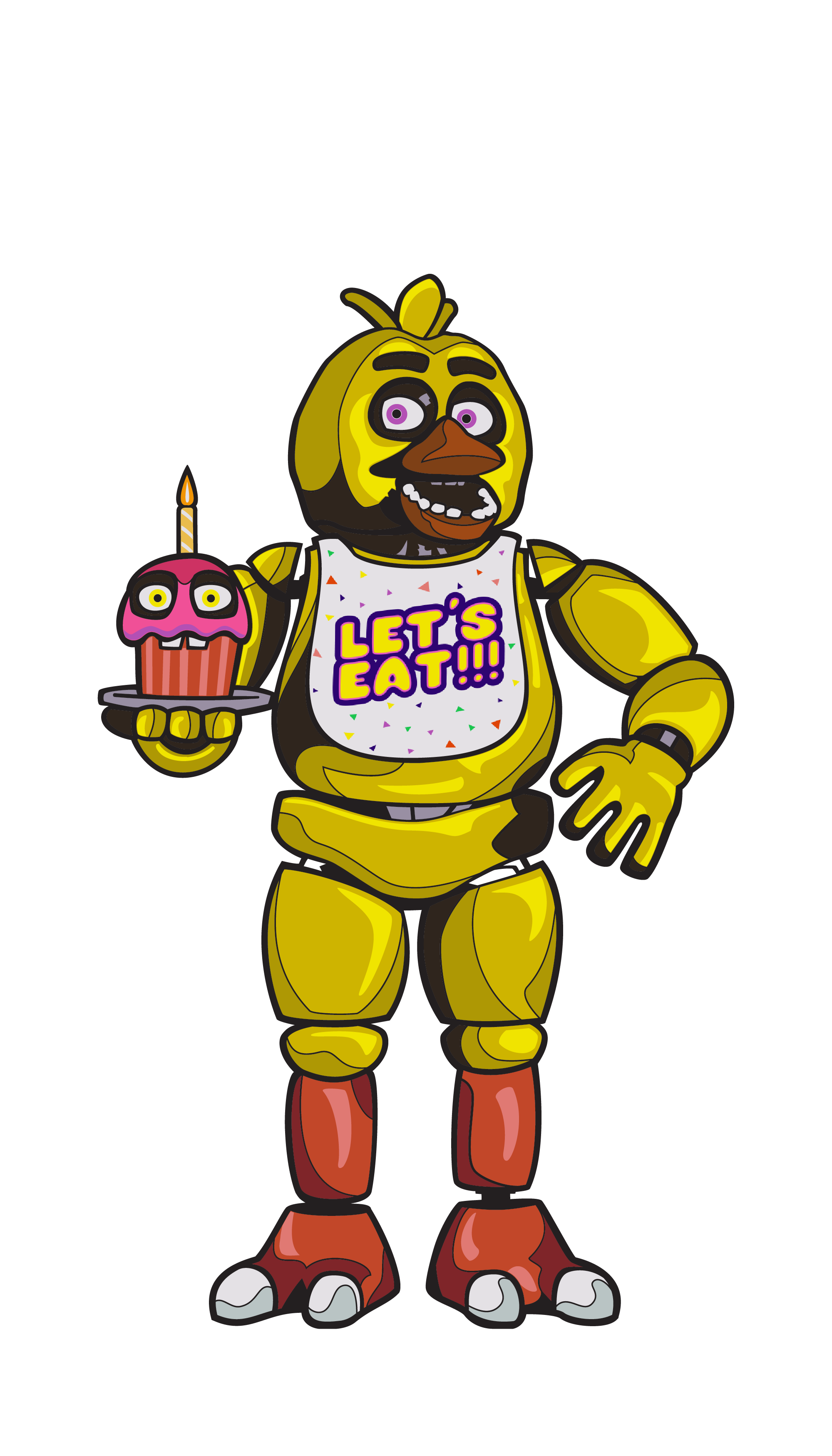 Art Render of Five Nights at Freddy's Chica enamel pin.