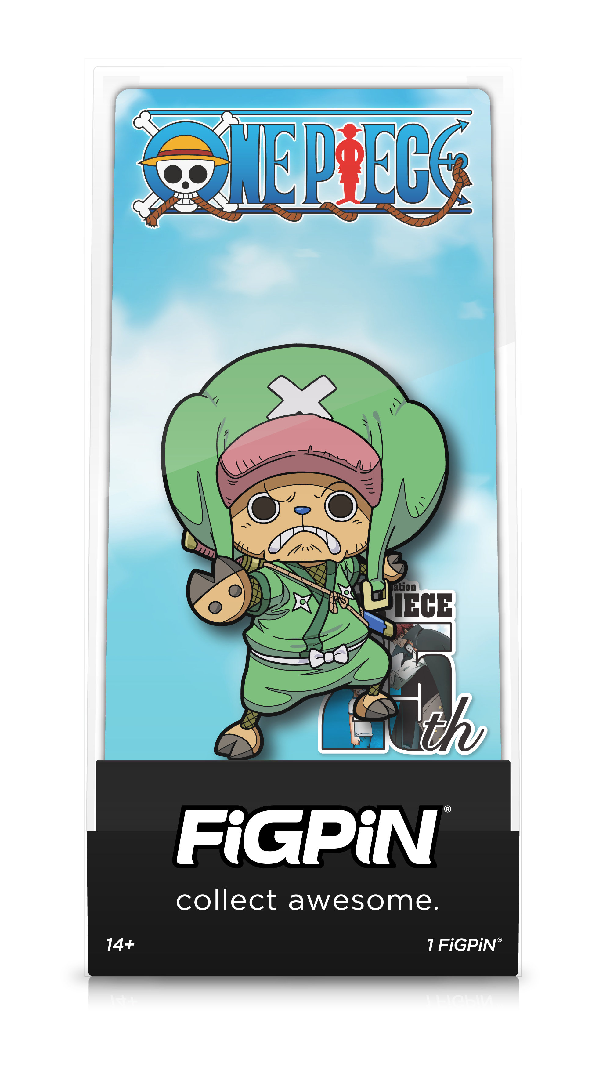 Front view of Chopperemon enamel pin inside FiGPiN Display case reading “FiGPiN - collect awesome”