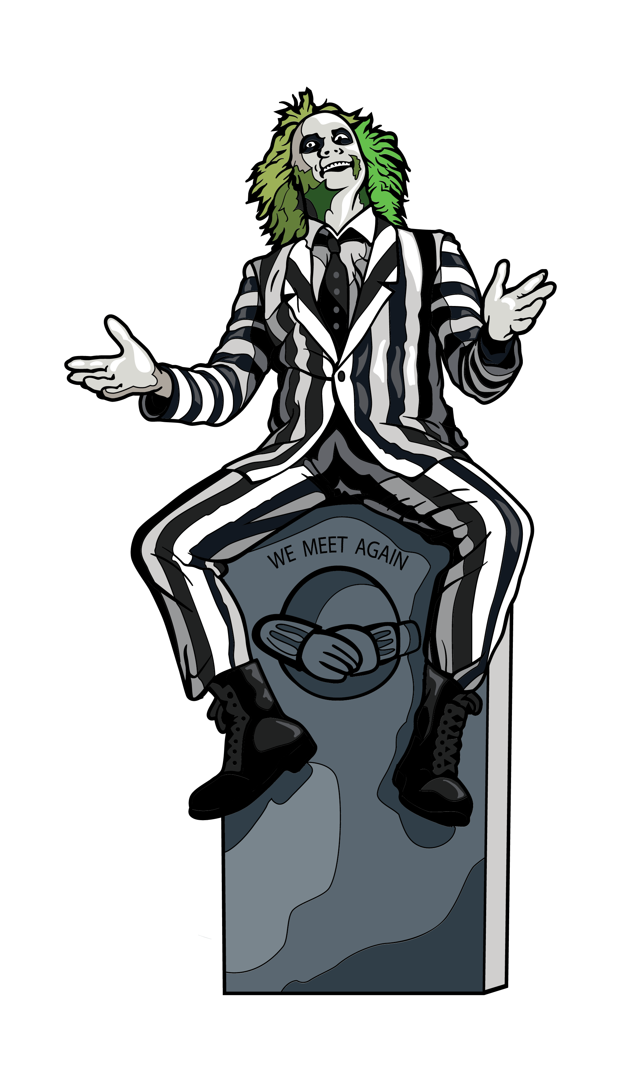 Art Render of Beetlejuice enamel pin.