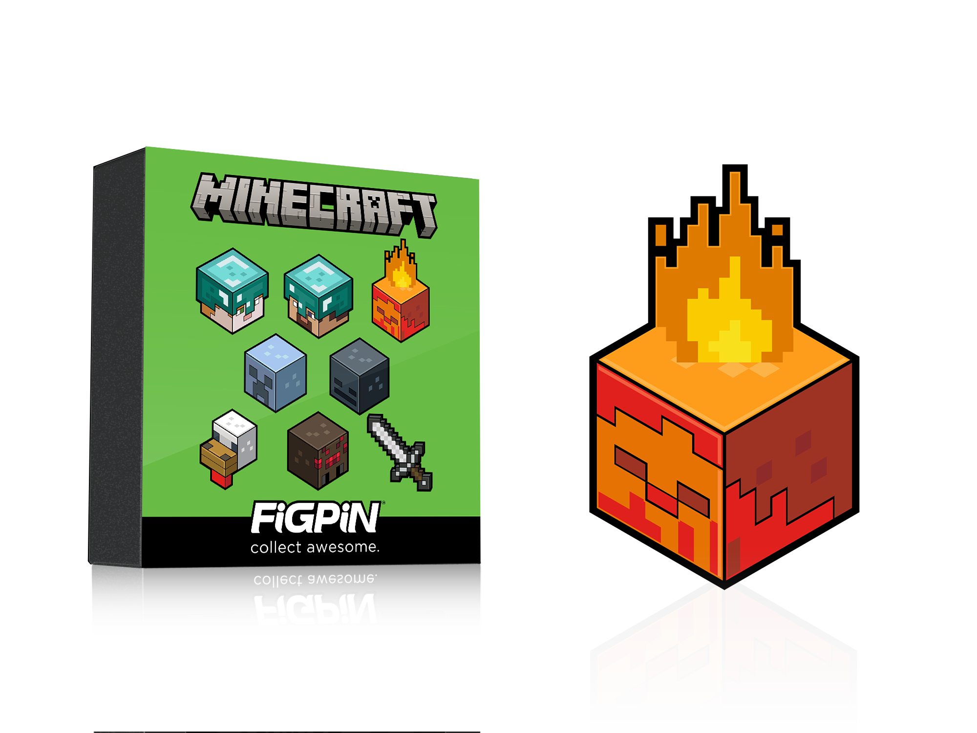 Minecraft Mystery Mini Blind Box featuring one of 10 Minecraft Characters: Fire Zombie (Y56)